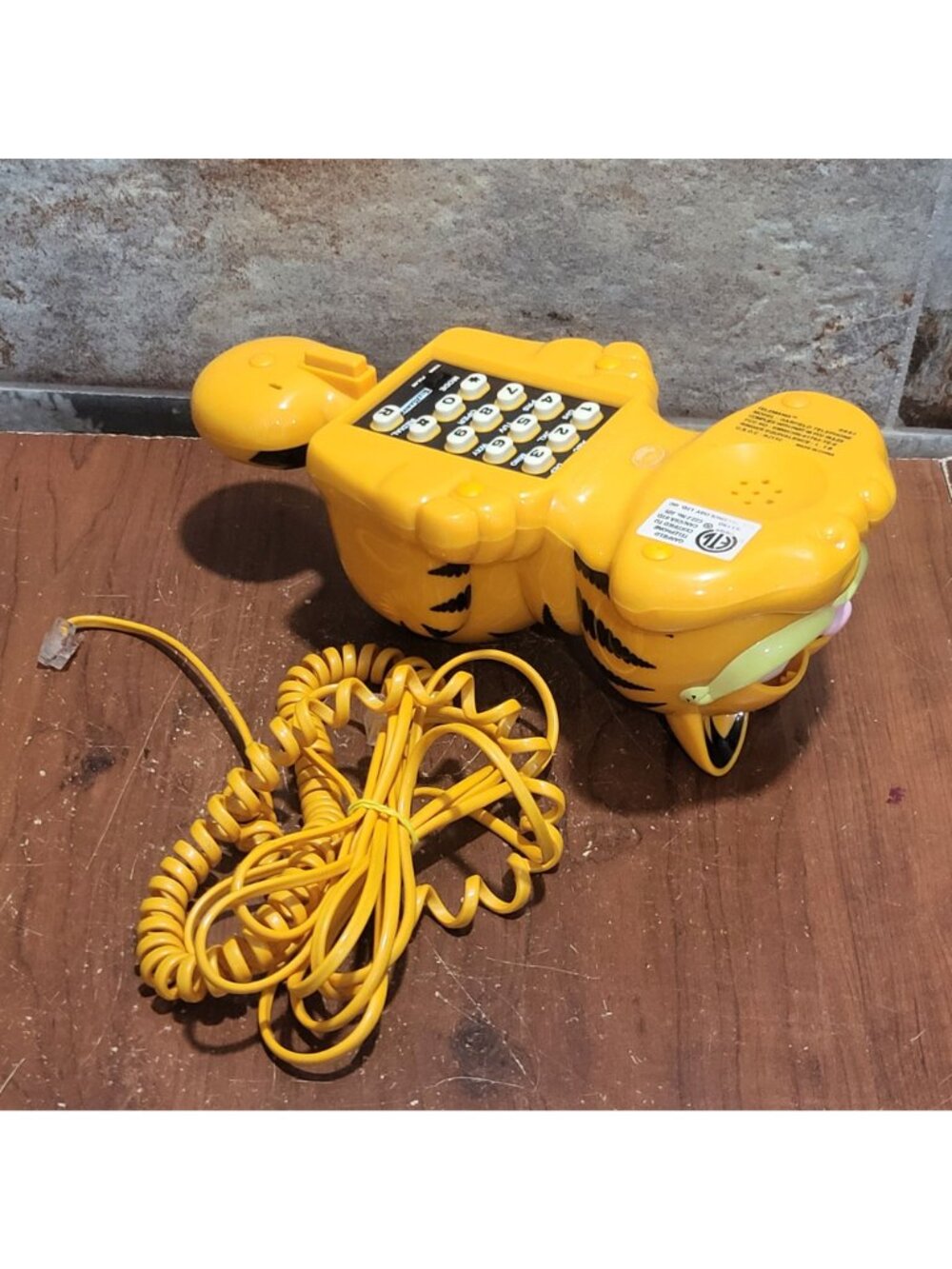 Vintage Telemania Garfield Novelty Landline Telephone Push Button Dialing Coiled - Picture 6 of 12